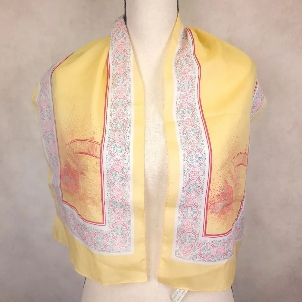 Vintage Yellow Red Blue Neck Scarf